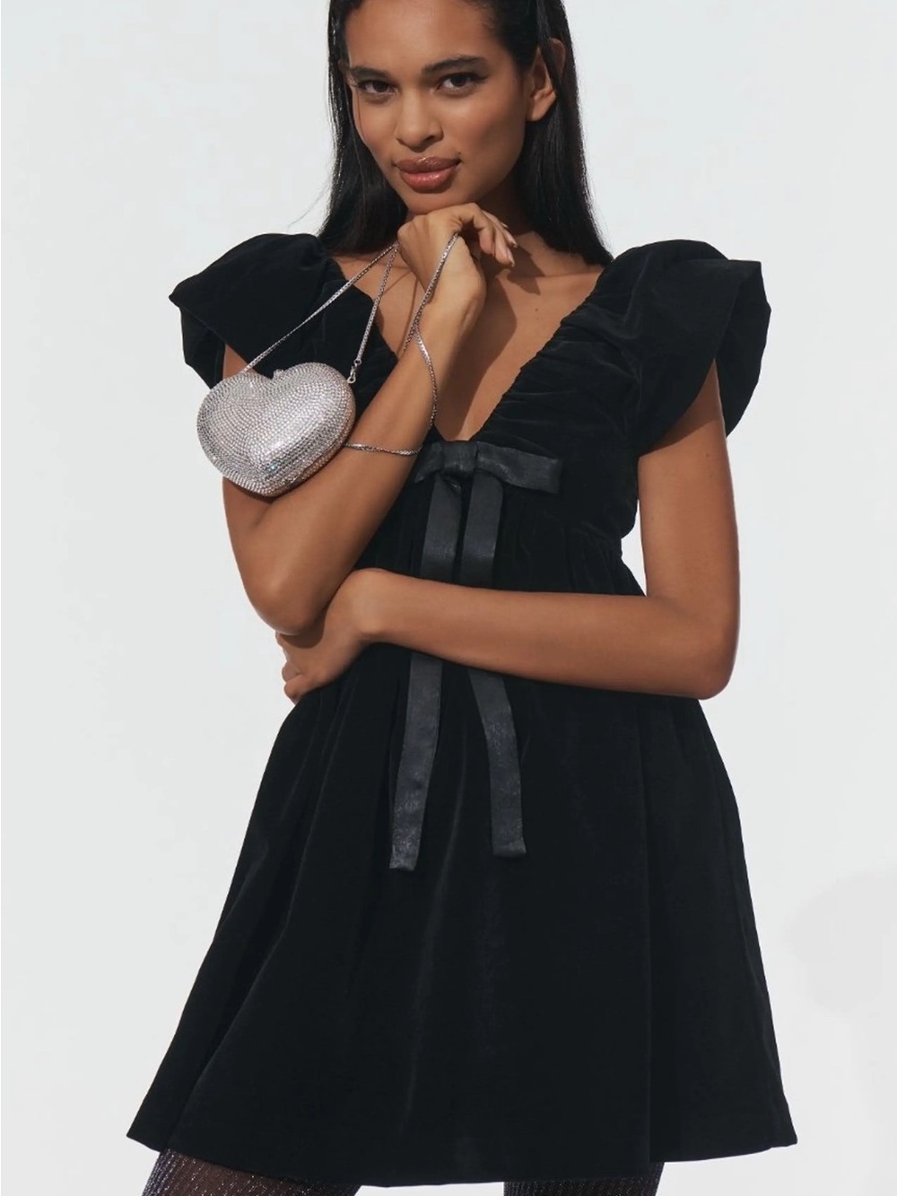 NWOT Endless Rose Velvet Bow Mini Dress